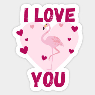 Pink I love you flamingo Sticker